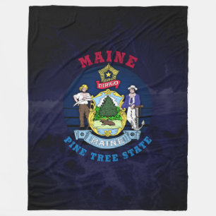 MAINE PINE TREE STATE FLAG FLEECE BLANKET