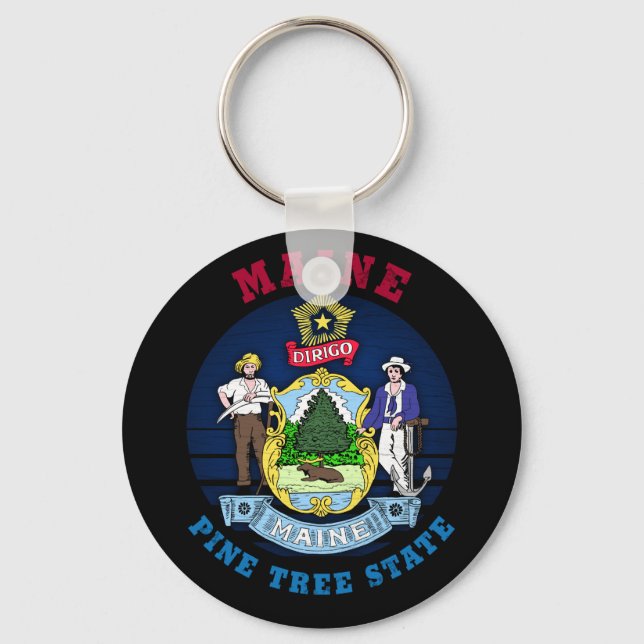 MAINE PINE TREE STATE FLAG KEY RING (Front)