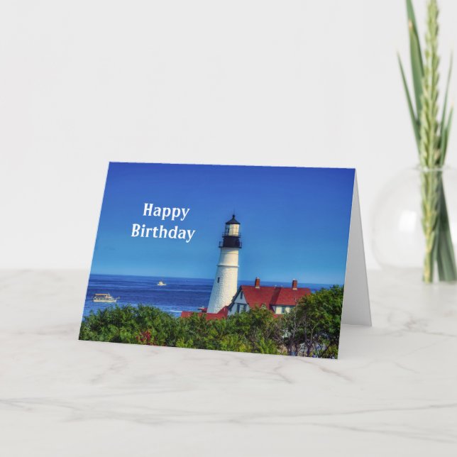 Maine Portland Head Light Photo Birthday Card (Front)