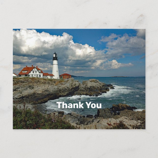 Maine Portland Head Lighthouse Photo Thank You Postcard (Front)