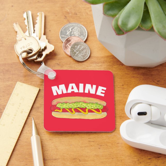 Maine Red Snapper Hotdog Portland ME Food Cookout Key Ring (Desk)