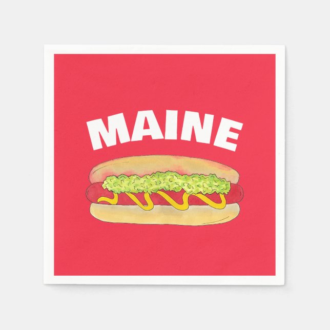 Maine Red Snapper Hotdog Portland ME Food Cookout Napkin (Front)
