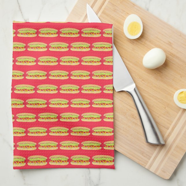 Maine Red Snapper Hotdog Portland ME Food Cookout Tea Towel (Quarter Fold)