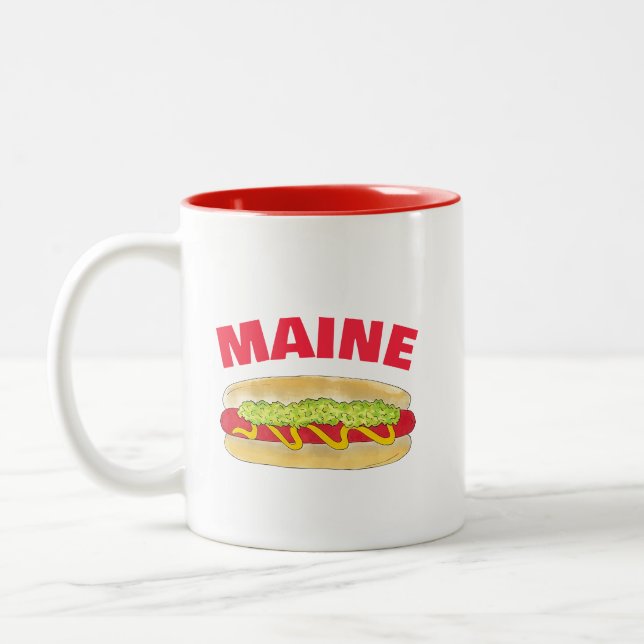 Maine Red Snapper Hotdog Portland ME Food Cookout Two-Tone Coffee Mug (Left)