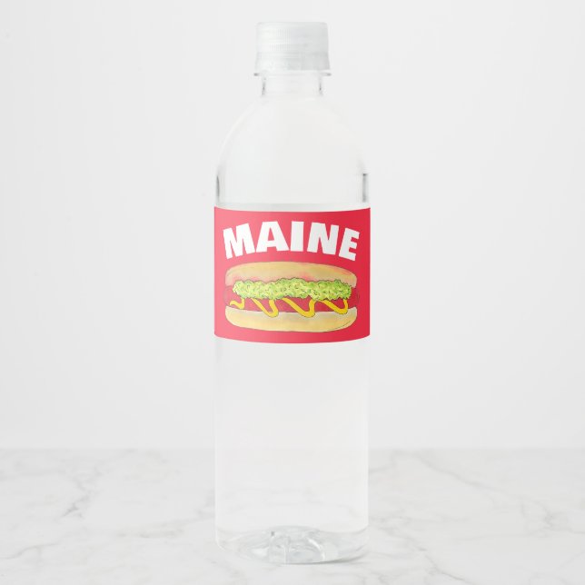 Maine Red Snapper Hotdog Portland ME Food Cookout Water Bottle Label (Front)