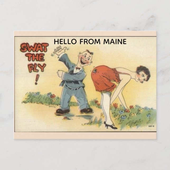 MAINE RETRO FUNNY POSTCARD (Front)