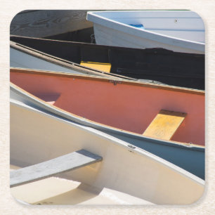 Maine, Rockland. Colourful boats in Rockland Square Paper Coaster