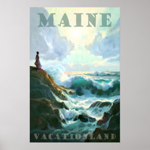 Maine Rocky Coast Acadia National Park Travel Poster