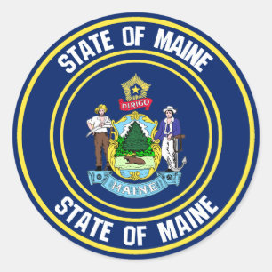 Maine Round Emblem Classic Round Sticker