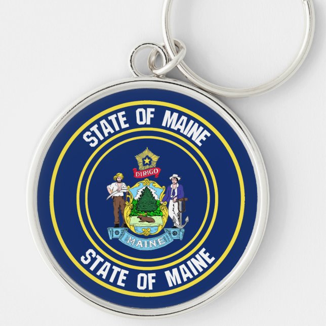 Maine Round Emblem Key Ring (Front)