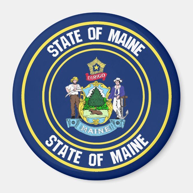 Maine Round Emblem Magnet (Front)