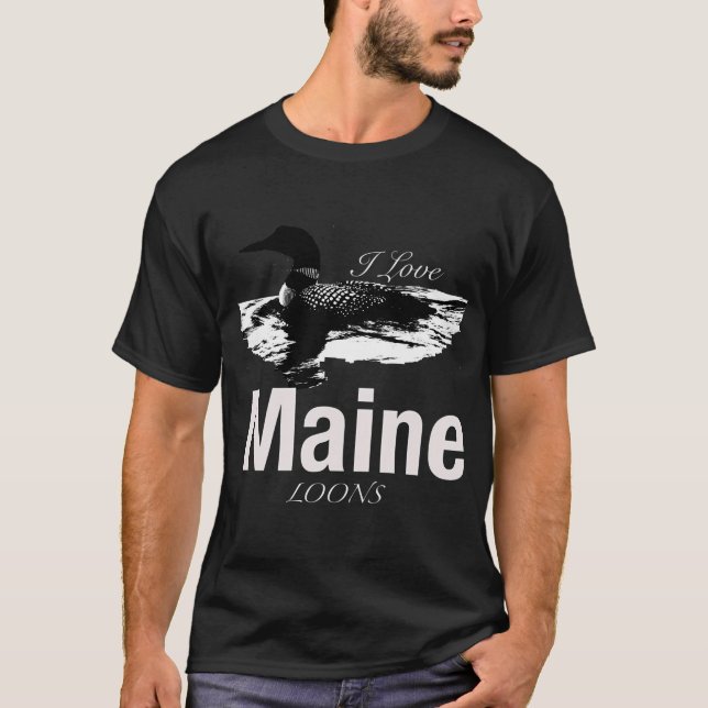 Maine’S Lakes And Pond Loons T-Shirt (Front)