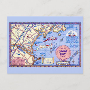 Maine - Saco Bay Map Postcard
