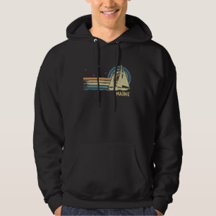 Maine Sailing Vintage Sailboat Summer Sailor Hoodie