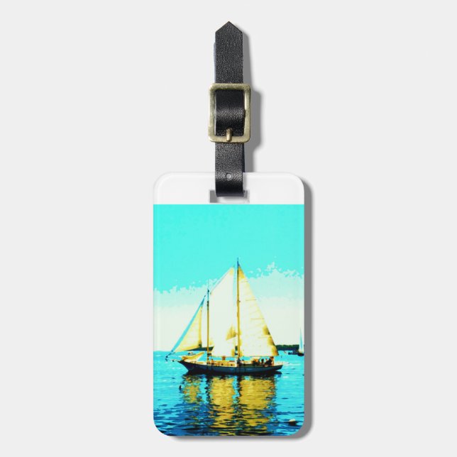 Maine schooner luggage tag (Front Vertical)