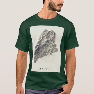 Maine Shaded Relief Map 3D digitallyrendered T-Shirt