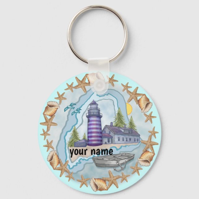 Maine Shells Lighthouse keychain (Front)