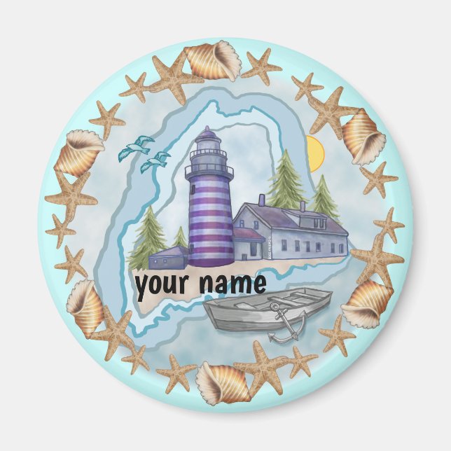 Maine Shells Lighthouse  magnet  (Front)
