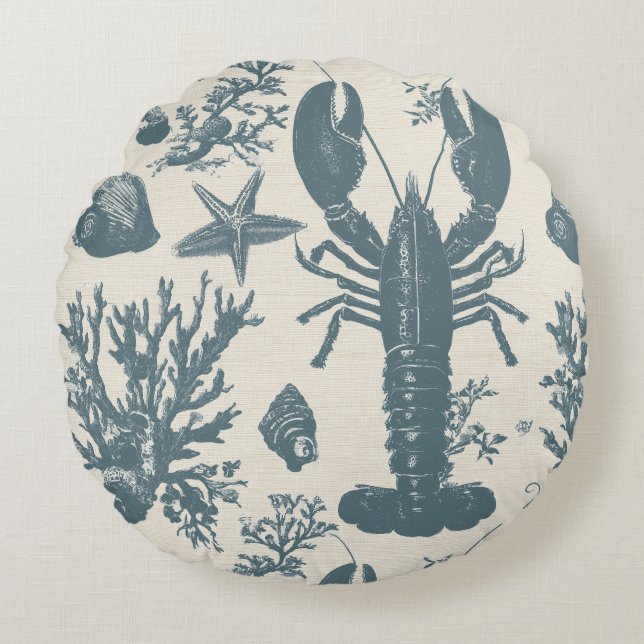 Maine Shore Lobster Round Cushion (Front)