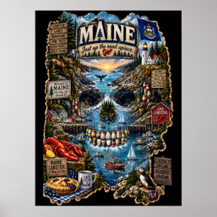 Maine Skull Art Print   State of Mind