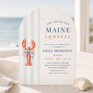 Maine Squeeze Coastal Lobster Bow Bridal Shower Invitation