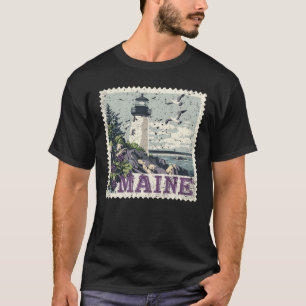Maine Stamp State Distressed Vintage United States T-Shirt