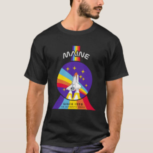 Maine State American Astronaut Space T-Shirt
