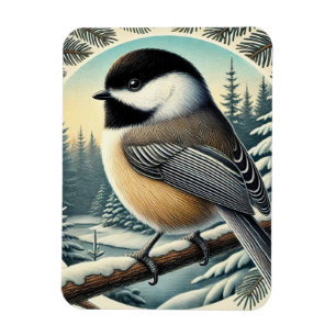 Maine State Bird Black-Capped Chickadee Magnet