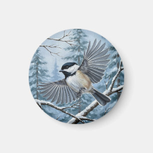 Maine State Bird Black-Capped Chickadee Magnet