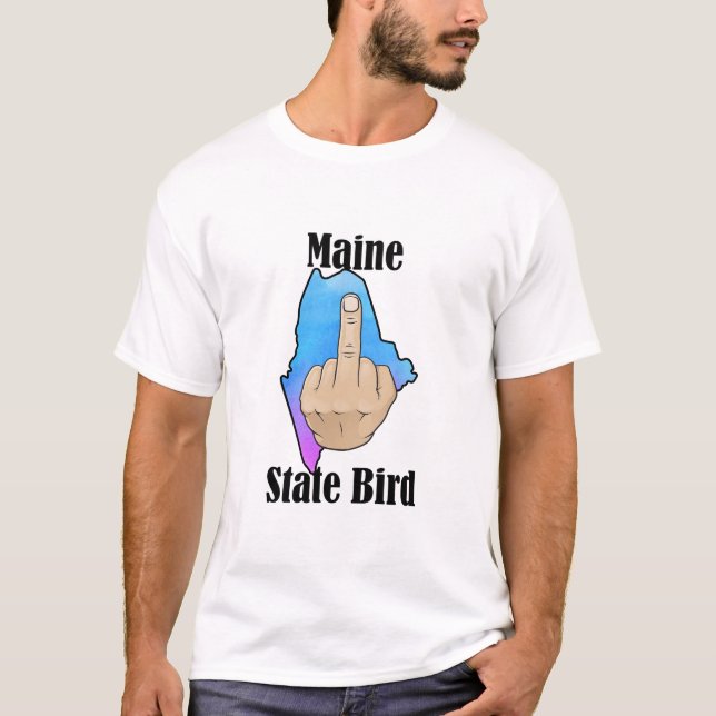 Maine state bird t-shirt middle finger colour (Front)