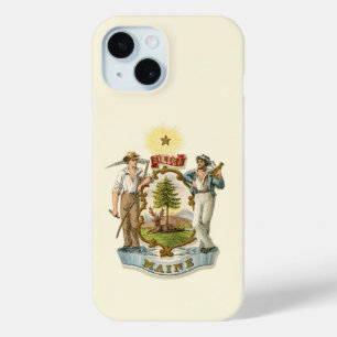 Maine state coat of arms (vintage 1870s) iPhone 15 case