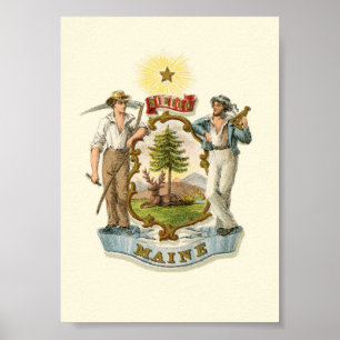 Maine state coat of arms (vintage 1870s) poster