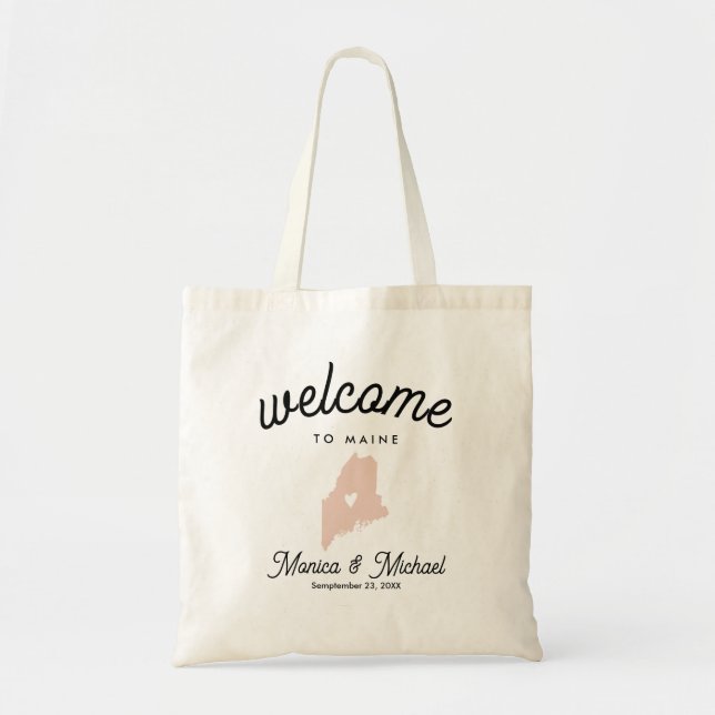 MAINE State  Destination Wedding ANY COLOR Tote Bag (Front)