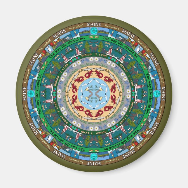 Maine State Mandala Magnet (Front)