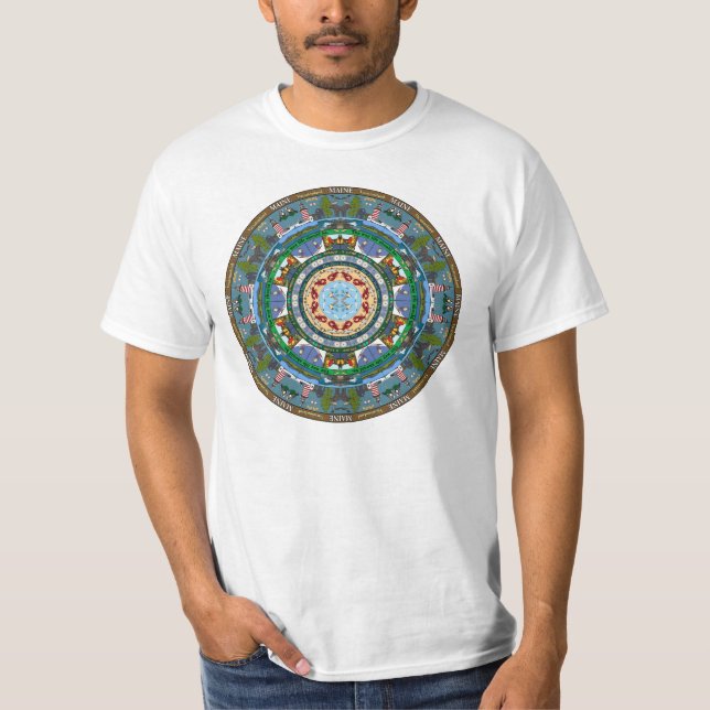 Maine State Mandala T Shirt (Front)