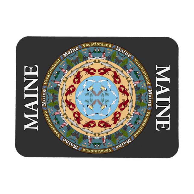 Maine State Mandala Vinyl Magnet (Horizontal)
