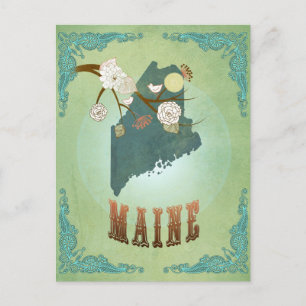 Maine State Map – Green Postcard