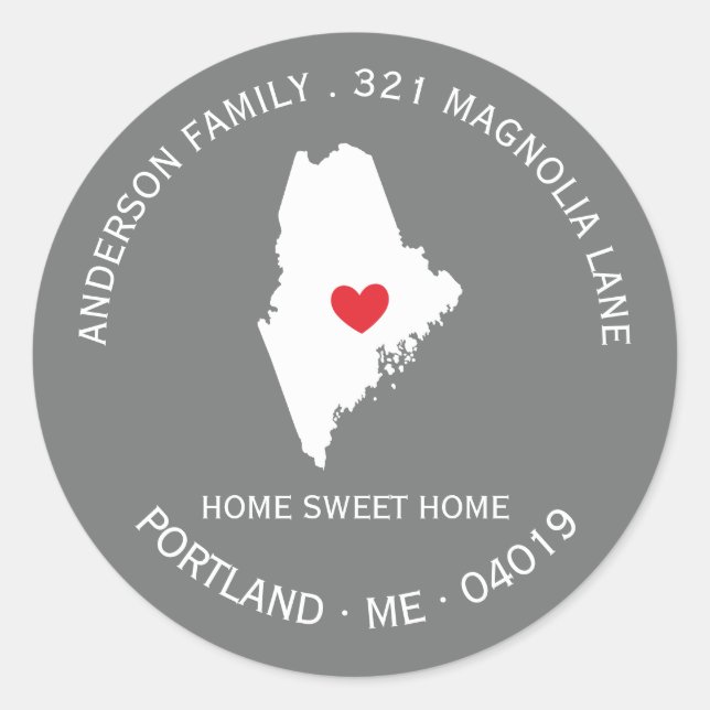 MAINE State | New Home Address Label Sticker (Front)