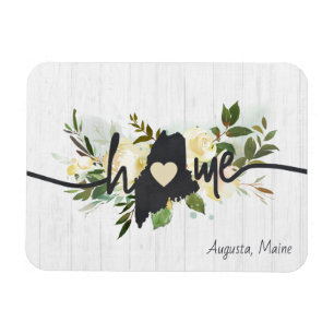 Maine State Personalised Your Home City Rustic Magnet