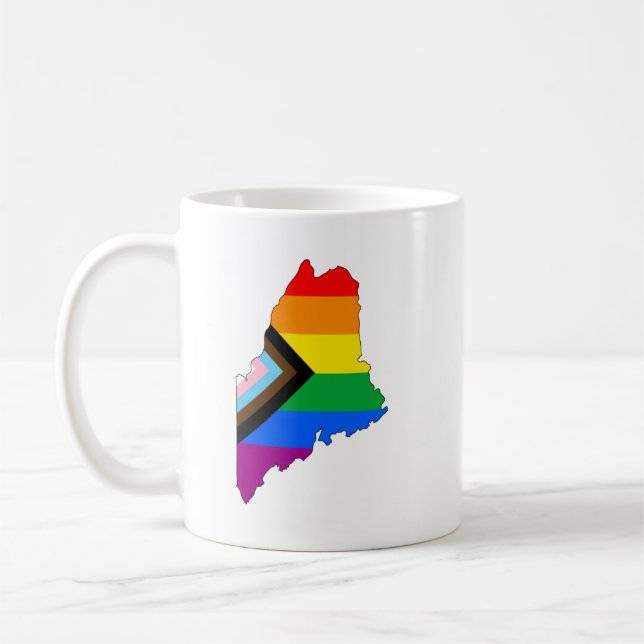 Maine State Pride LGBTQ Progress Pride Coffee Mug (Left)