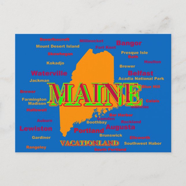 Maine State Pride Map Silhouette Postcard (Front)