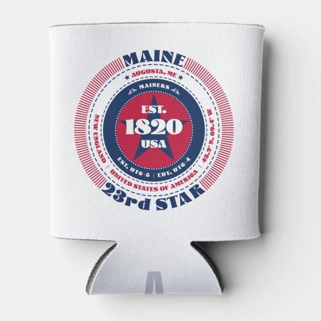 Maine State Pride Personalised Monogram Can Cooler (Front)