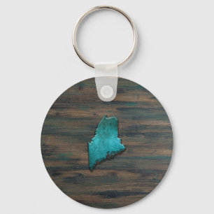 Maine State Shape Teal Key Ring