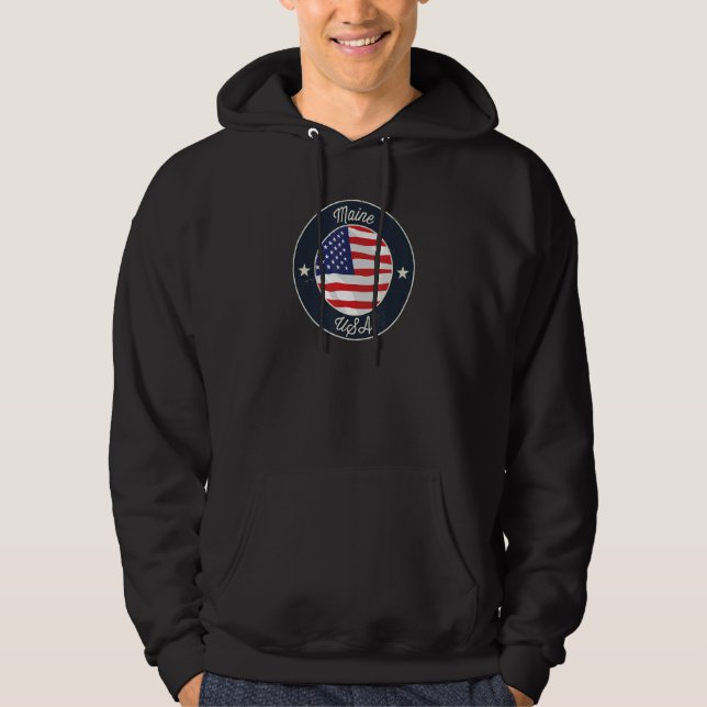 Maine State Souvenir Retro Graphic Hoodie (Front)