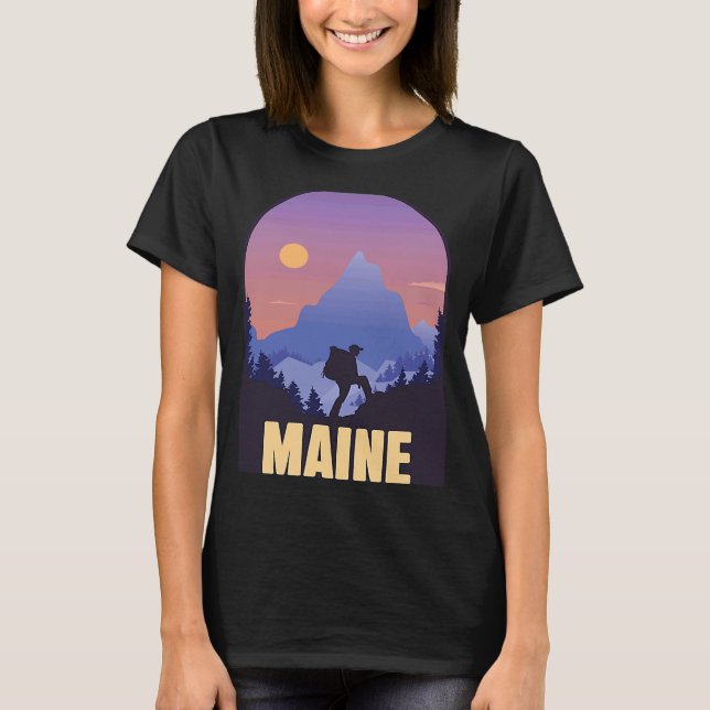 Maine State USA Hiking Trip Souvenir T-Shirt (Front)