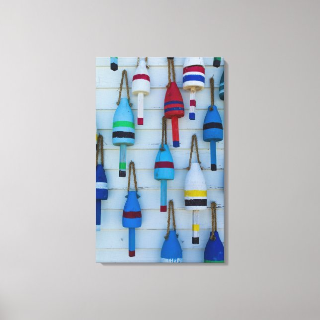 Maine, Stonington, decorative lobster buoys Canvas Print (Front)