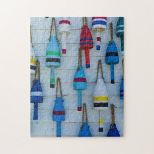 Maine, Stonington, decorative lobster buoys Jigsaw Puzzle