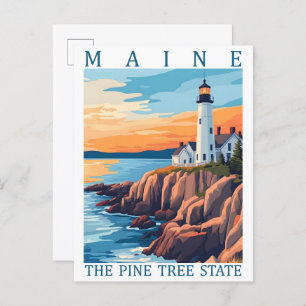 Maine the Pine Tree State USA Travel Place Postcard