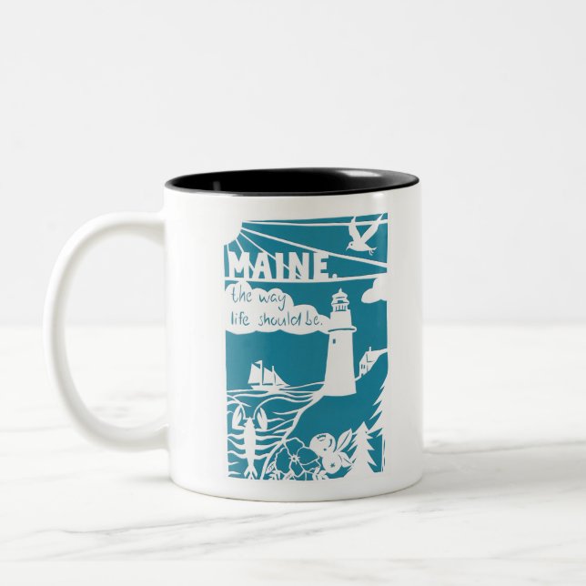 Maine- the way life should be Two-Tone coffee mug (Left)