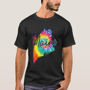 Maine Tie Dye State Map Pride Hippie Vintage Retro T-Shirt
